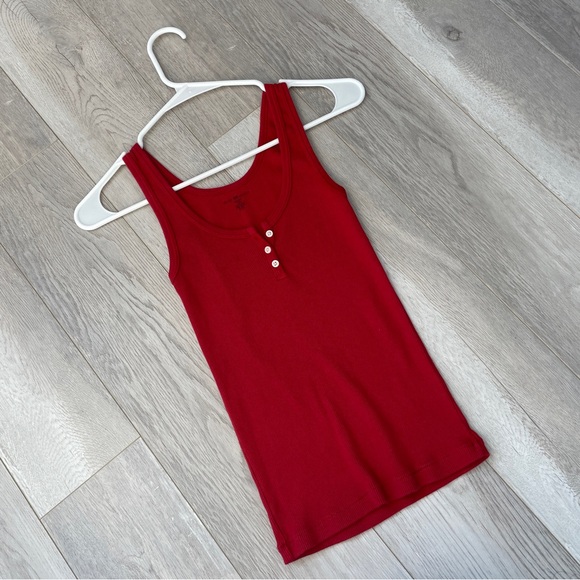 Brandy Melville Tops - Brandy Melville Tank Top henley womens Red (one size) casual bright coquette